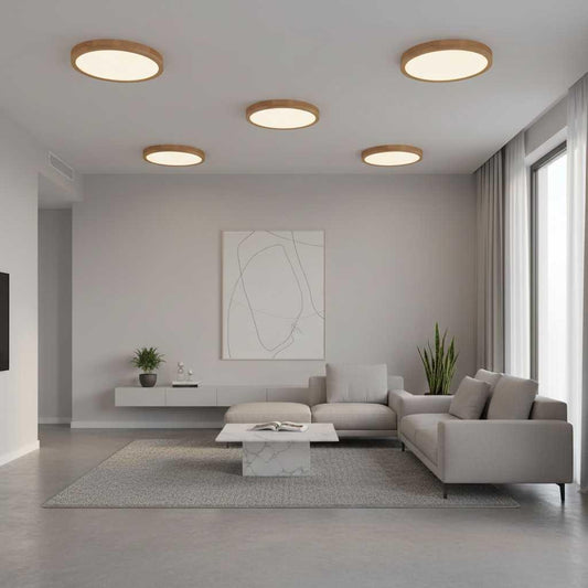 Plafonnier LED Rond en Bois | Luminaire Design Éclairant